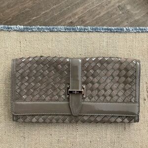 Cole Haan Brown Woven  Vegan Patent Leather Clutch